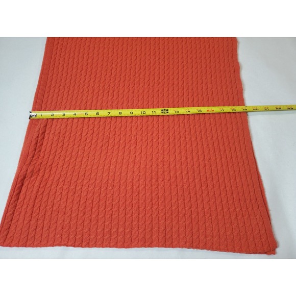 J. Jill Cable Knit Scarf Orange‎ Wool Nylon Cashmere Blend Womens 76x19 Large - Picture 2 of 5